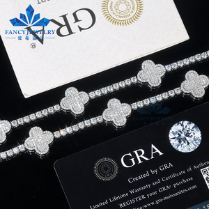 Yüksek Kalite 925 Ayar Gümüş 3mm D VVS1 Mozanit Tenis Zinciri GRA 15mm Dört Yapraklı Yonca Kolye Kadınlar ve Erkekler İçin - Product Image 4