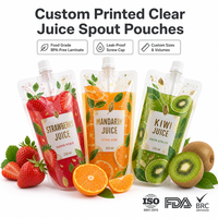 Pochettes transparentes personnalisées avec bec verseur pour boissons, sachets souples à fond plat avec couvercles pour l'emballage de lait, jus et café