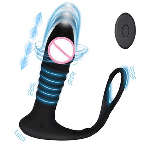 Plug Anale Telescopico con Telecomando e Anello Penieno Vibrante, Massaggiatore Prostatico per Ritardare l'Eiaculazione, <span class=keywords><strong>Vibratore</strong></span> Anale <span class=keywords><strong>Maschile</strong></span> - Product Image 6