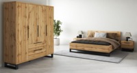 Ensemble de meubles de chambre à coucher moderne et écologique en bois brun, avec commode et armoire de luxe à pieds métalliques, vente en gros