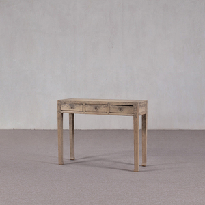 Table console <span class=keywords><strong>en</strong></span> <span class=keywords><strong>bois</strong></span> massif à trois tiroirs avec design traditionnel, construction durable et respectueuse de l'environnement - Table d'appoint multifonctionnelle - Product Image 2