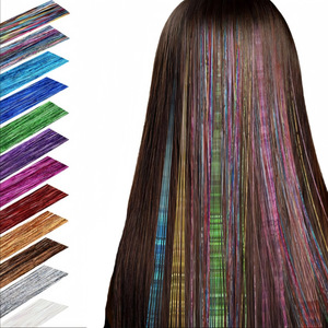 Couleur Clip-in Perruque Brillant Réfléchissant Or Argent Fil Laser Fil Européen Américain Densité Longue Ligne Droite Machine - Product Image 4