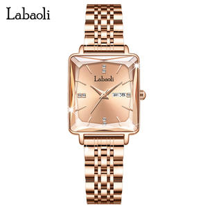 นาฬิกาสายเหล็กหรูหรากันน้ำดูปฏิทินคู่นาฬิกาผู้หญิงสุดพิเศษ - Product Image 2