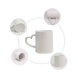 Wholesale blank sublimation mugs supplier Ceramic 11oz white heat handle sublimation latte mugs sublimation blank enamel mug