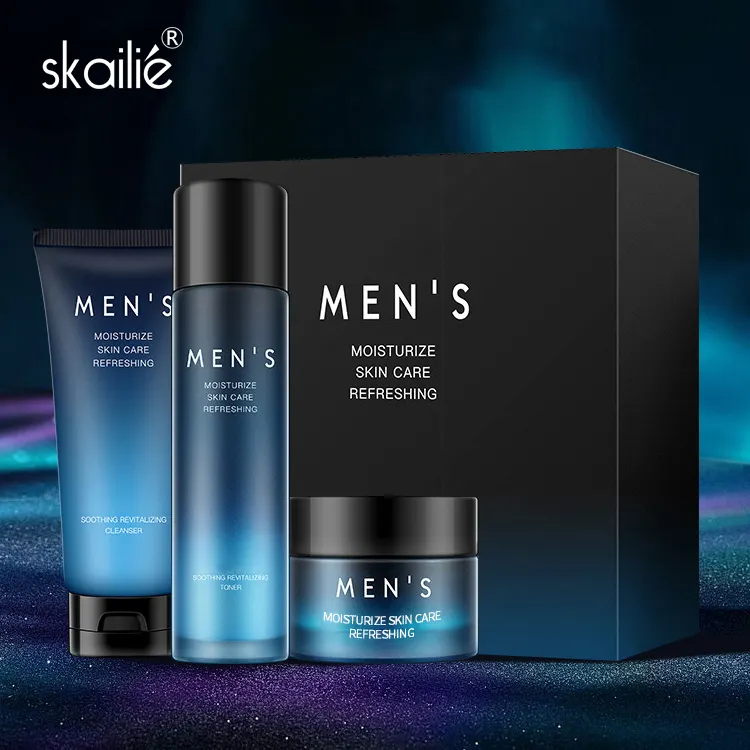 Skailie Wholesale Private Label Three Piece Moisturizing Cleansing Organic Face Men's Skin Care Suit Products Set