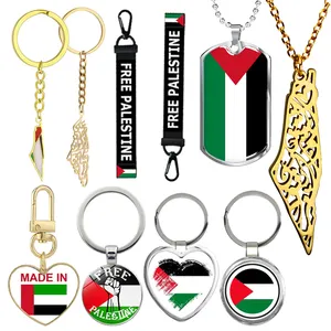 Kustom Palestina produk dekorasi bendera Pin lencana Lanyard gelang liontin peta Palestina kalung gantungan kunci