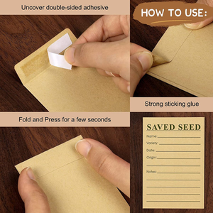 Emballage de stockage de petits articles respectueux de l'environnement, Mini enveloppe de graine personnalisée en carton <span class=keywords><strong>Kraft</strong></span> Vellum marron auto-scellé, vente en gros - Product Image 3