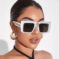 Lunettes de soleil carrées rétro Kenbo de luxe avec strass, style punk, surdimensionnées, décor géométrique en diamant, lunettes pour femmes et hommes, style hip-hop, protection UV400