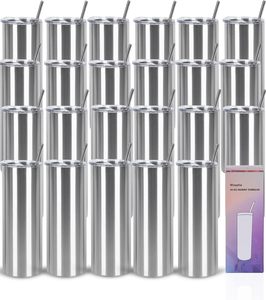 50Pack 20 Oz Straight Skinny Tumblers, Individually <b>white</b> <b>box</b> Stainless Steel Slim Skinny Tumbler Set Bulk Travel Tumbler - Product Image 5
