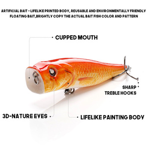 Appât artificiel pour la pêche, leurre pour attraper des poissons, matériel pour pêcher des <span class=keywords><strong>whopper</strong></span> <span class=keywords><strong>Popper</strong></span>, grande bouche, lumière, 8.5cm, 13.5g, 1 pièce - Product Image 2
