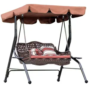 2-pessoa Lounge Cadeira de Balanço Planador Dossel Ao Ar Livre Grande Conversível w/Almofadas Removíveis