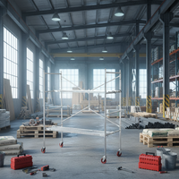 Échafaudage industriel en aluminium, portique de passage avec stabilisateurs pour une maintenance hospitalière stable