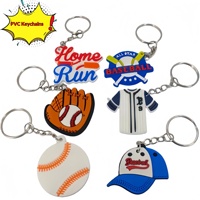 Professioneller Hersteller Maßgefertigter 3D Wasserdichter UV-Bedruckter Sport-Schlüsselanhänger Set PVC Baseball Fußball Schlüsselring für Fans