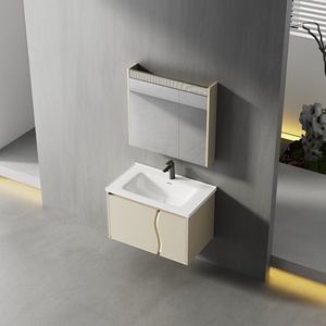 Mobile <span class=keywords><strong>Bagno</strong></span> Moderno di Lusso per Hotel, Alta Qualità, Resistente all'Umidità, in Compensato con Specchio LED e <span class=keywords><strong>Lavabo</strong></span> - Product Image 5
