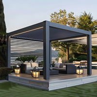 Pergola électrique moderne de luxe en aluminium avec éclairage LED intégré 4x4m pour jardins, bâtiments, pavillons, terrasses