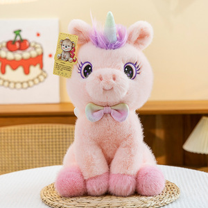 Muñecos de unicornio sentados, juguete de peluche personalizado, algodón PP, 8 pulgadas, juguetes de animales de peluche, juguetes de peluche de Navidad para máquina de garras, muñecos de peluche rosas - Product Image 1