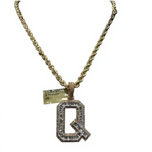 Bijoux Hip Hop en gros, pendentif alphabet Q personnalisé en argent sterling plaqué or, lettre personnalisée, moissanite certifiée GRA - Product Image 1