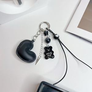 Hot Sale Leather <b>Keyring</b> Tiny Bear <b>Charm</b> Car Key Chain Lovely Handbag Decoration Cute PU Heart Pendant Keychain for Girls Bags - Product Image 5