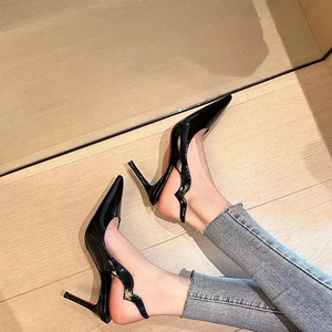 Summer New Sexy Red Sole Branded Party <b>Shoes</b> Shallow Mouth After Empty Single Heeled Sandals Pointy Stiletto Heels for Women - Product Image 6