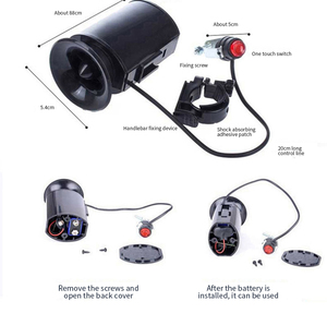 Klaxon de vélo ultra-puissant 6 sons Alarme électrique pour vélo Haut-parleur fort Cyclisme Imperméable en plastique inoxydable Sécurité Sonnette de vélo de nuit - Product Image 4