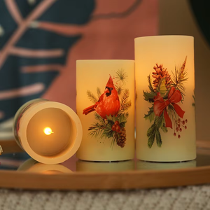 เทียนพาราฟินแบบเสาเทียน <span class=keywords><strong>LED</strong></span> <span class=keywords><strong>3</strong></span>ชิ้นพร้อมเปลวไฟ3D และรีโมทคอนโทรลสำหรับวันคริสต์มาสและวันเกิด - Product Image 1