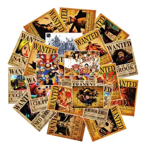 25pcs/bag 7.5*5.5cm Wanted Poster style water proof removeable Stickers Japanese Anime Luffy Stickers