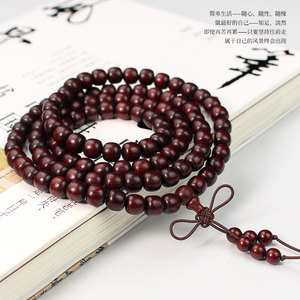 Bracelet en bois de santal sanguin, 108 perles, forme baril 7x8mm, poli à la main, pour cérémonies religieuses, unisexe, cadeau de collection - Product Image 4