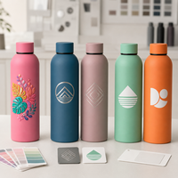 Bouteille d'eau sport à marque privée, double paroi sous vide en acier inoxydable, revêtement caoutchouté, goulot étroit, exportateur en gros