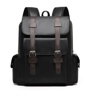 Retro Waterproof Soft PU Leather Student Leisure Travel <b>Backpack</b> Big Capacity Laptop <b>Backpack</b> for Men - Product Image 5