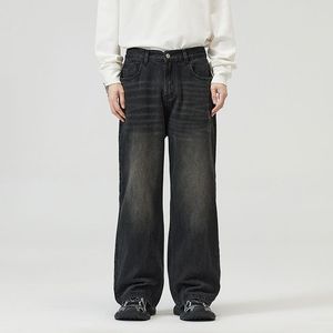 Benutzer definierte Logo Streetwear Herren Loose Wide Leg <span class=keywords><strong>Jeans</strong></span> Baumwolle Vintage Faded Herren Baggy <span class=keywords><strong>Jeans</strong></span> für Herren Blank Black Blue Washed <span class=keywords><strong>Jeans</strong></span>