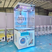 Machine à griffes commerciale à monnayeur avec éclairage LED jaune et vitrine transparente, jeu de distribution de peluches pour salles d'arcade, centres de divertissement et centres commerciaux