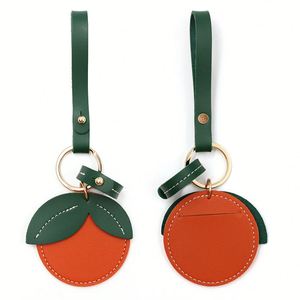 3 Days Shipping Orange Shaped Keychain Wristband Faux Leather <b>Key</b> <b>Ring</b> with Card Holder Fashion <b>Bag</b> Pendant for Women Gift Idea - Product Image 1