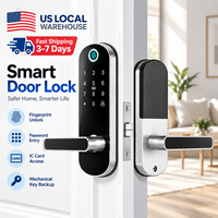 Serratura Intelligente Senza Chiave con Impronta Digitale e Tastierino, App TTLock, Maniglia Nera, Spedizione da Magazzino USA