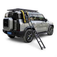Porte-bagages de toit en alliage d'aluminium avec échelle télescopique intégrée, plateforme latérale pliable, compartiment, barres de toit de voiture