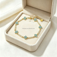 Gelang Wanita Modis dari Baja Tahan Karat dengan Zirkonium Berlapis Emas 18k, Perhiasan Tahan Air.