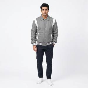 Custom Plus Size Stand Collar Varsity <b>Baseball</b> <b>Jacket</b> <b>for</b> <b>Men</b> High Street College Style Wholesale Blank Winter <b>Jacket</b> - Product Image 1