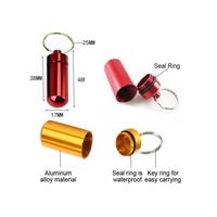 Boîte à pilules en alliage d'aluminium miniature, étanche, avec impression de logo personnalisée, porte-pilules avec porte-clés