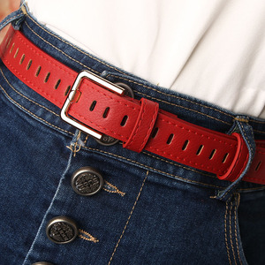 Женский черный белый кожаный ремень для джинсов, оптом - Product Image 3