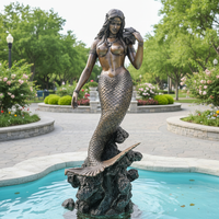 Statue de sirène en bronze, fontaine, sculpture aquatique pour piscine extérieure
