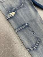 Jeans Évasés Homme Noir Effet Éclaboussé Coupe Ajustée Lavés Décontractés Effilés Empilés