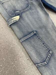 Jeans Uomo di Tendenza Personalizzati <span class=keywords><strong>Neri</strong></span> con Schizzi Effetto Lavato Modello Skinny Aderente Arricciato <span class=keywords><strong>a</strong></span> <span class=keywords><strong>Zampa</strong></span> in Denim - Product Image 6