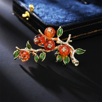 Broches élégantes en laiton émaillé motif fruit (clémentine) pour écharpe, cadeau pour femme