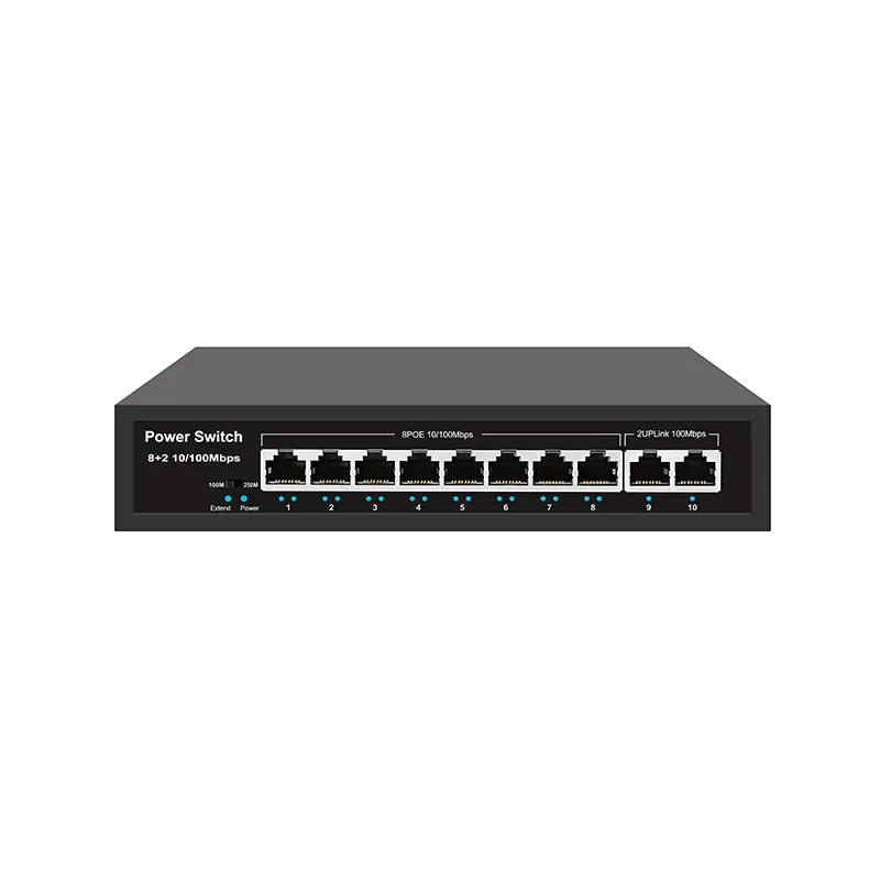 منافذ Uplink 8 جودة عالية 2 RJ45 مع مفتاح Realtek PoE غير المدارة