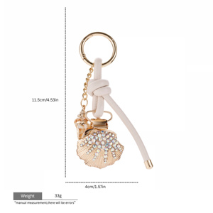 2025 nouvelle vente chaude Marine série sac breloques blanc PU corde coquille porte-clés mignon conque chapeau pince pour les femmes bijoux de mode - Product Image 6