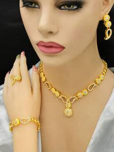 دبي الفاخرة النيجيري الزفاف القلائد الذهبية للنساء مجموعة مجوهرات الزفاف مجموعات مجوهرات الزفاف الهندي الطرف المجوهرات هدايا الخطوبة - Product Image 4