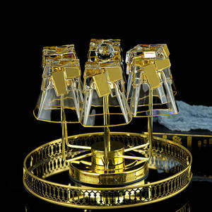 バーボンウイスキーウォッカを飲むためのユニークな高品質クリスタルアイスキューブ型10オンスゴールドリムホイキーグラス - Product Image 2