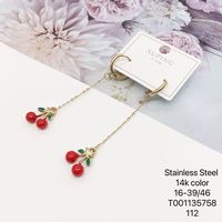 Boucles d'oreilles pendantes en acier inoxydable doré, multi-styles, fruits, fraises, cerises, mignonnes, breloques, bijoux fantaisie pour femmes, modèles 250619