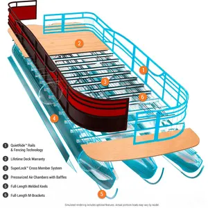 2021 New Cheap Fish And Cruise Pontoon Boats With Led Light Strips For Sale