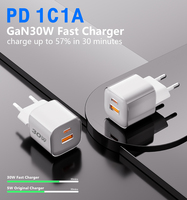 Chargeur mural USB-C GaN 30W Tommox, chargeur rapide PD Type C pour téléphones, vente en gros, charge rapide Samsung, iPhone, iPad
