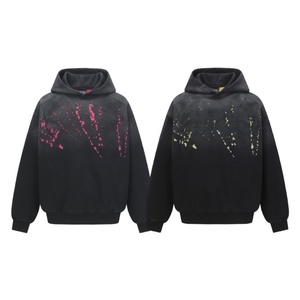 Sudadera con Capucha Oversize Vintage para Hombre, Estilo Grunge Lavado, con Estampado de Salpicaduras y Logotipo Personalizado, para Moda Urbana - Product Image 1